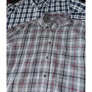 GEORGE Black Brown Plaid Soft Long Sleeve Men's Button front Shirt XL (46-48)